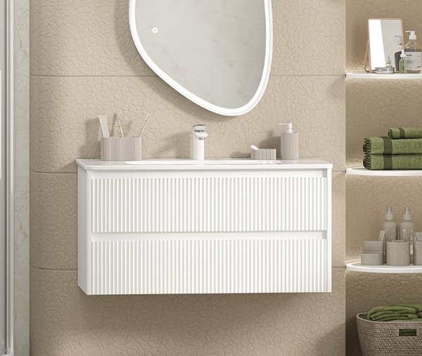 Тумба с умывальником Brevita Riva 100 / RIV-07100-0102Я+B-OND100-01
