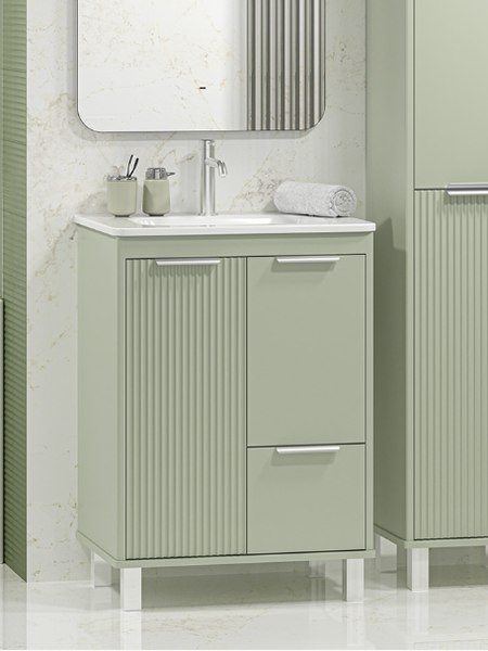 Тумба с умывальником Brevita Risacca Pistachio 60 / RIS-06060-0842Я+B-OND060-01