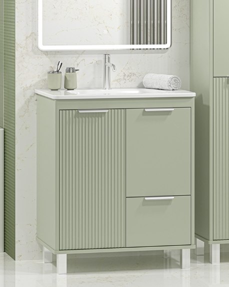 Тумба с умывальником Brevita Risacca Pistachio 70 / RIS-06070-0842Я+B-OND070-01