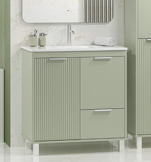 Тумба с умывальником Brevita Risacca Pistachio 80 / RIS-06080-0842Я+B-OND080-01