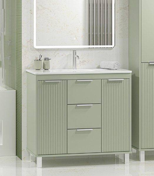 Тумба с умывальником Brevita Risacca Pistachio 90 / RIS-06090-0842Я+B-OND090-01