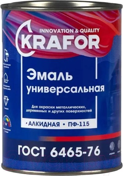 Эмаль Krafor ПФ-115 (800г, вишневый)