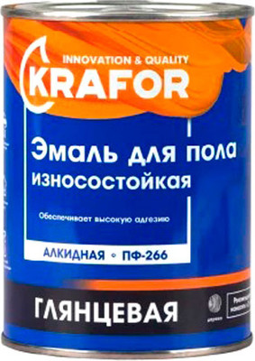 Эмаль Krafor ПФ-266 для пола (900г, желто-коричневый) -