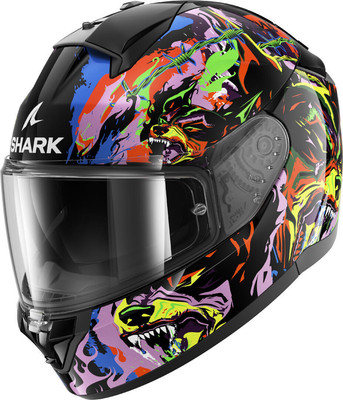 Мотошлем Shark Helmets Ridill 2 Raging Beast (XXL, черный/фиолетовый/желтый) - 