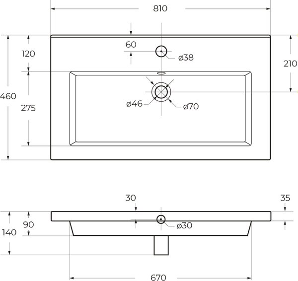 Тумба с умывальником Cezares MOLVENO-46-80-2C-SO-BG + CZR-8070-80