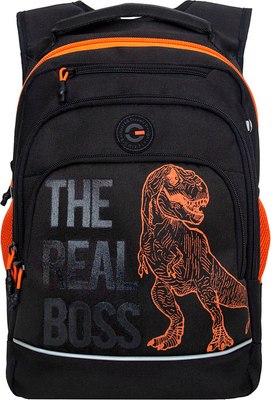 Школьный рюкзак Grizzly RB-450-3f (черный/оранжевый) - 