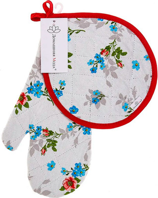 

Набор прихваток, Розовый ноктюрн Варежка 15х30 + Капелька 20х25