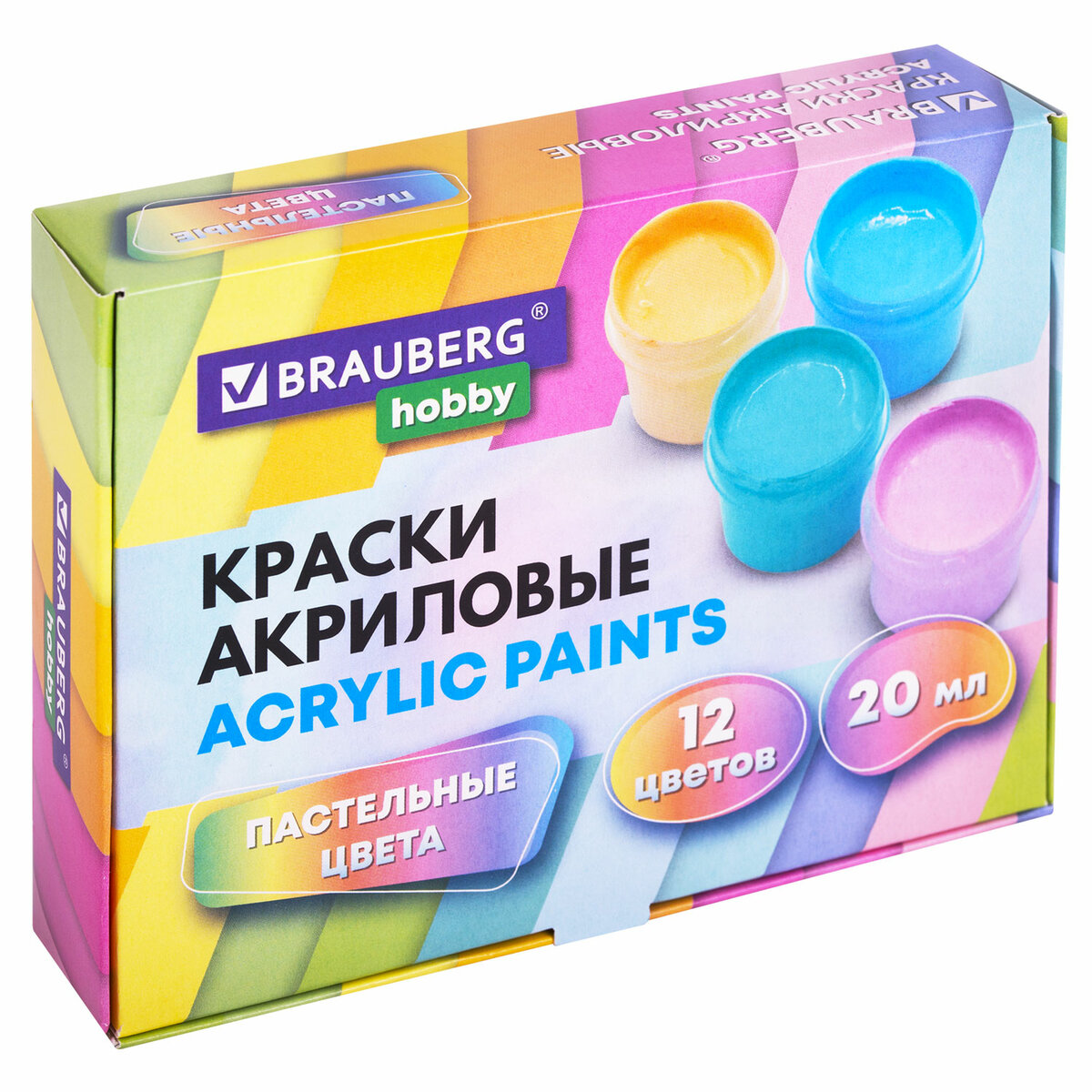 Акриловые краски Brauberg Пастельные / 192440 (12цв)