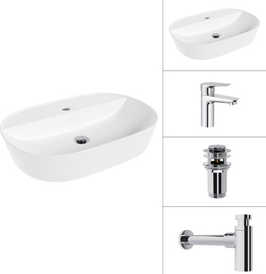 

Умывальник со смесителем, 21460-60 + Awe 21CK128C + сифон 21635CH + донный клапан 21190CH