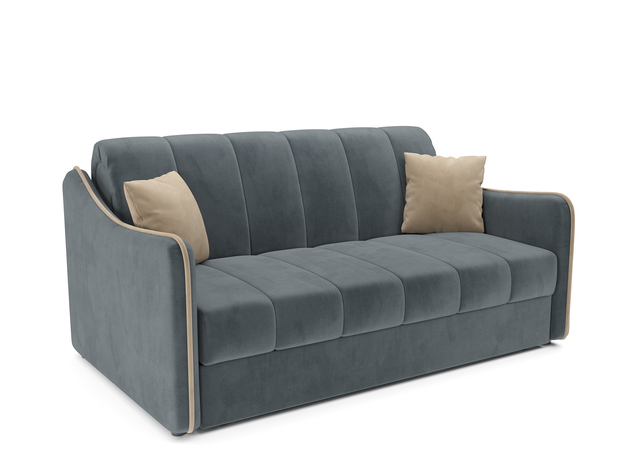 Диван Mebel-Ars аккордеон Давос НПБ 155x200 см / M2-114 5-42 (велюр серо-синий HB-178/26)