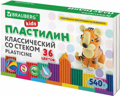 Пластилин Brauberg Kids классический / 106678 (36цв) -