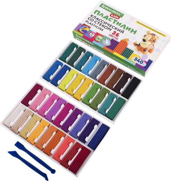 Пластилин Brauberg Kids классический / 106678 (36цв)