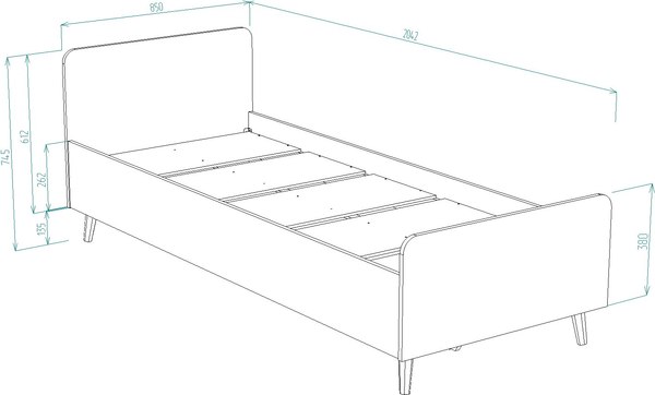 Купить Односпальная кровать Премиум Рико 85x204.2x74.5 в Минске
