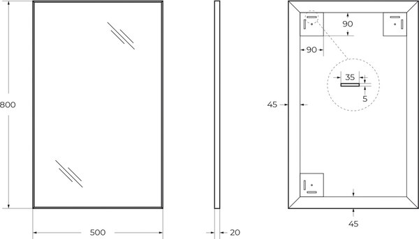 Купить Зеркало BelBagno SPC-AL-500-800 Nero  