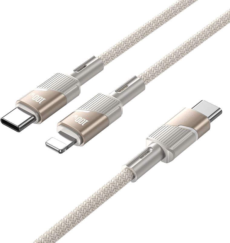 Кабель Hoco U139 2в1 Type-C/Type-C + Lightning (1.2м, золотой)