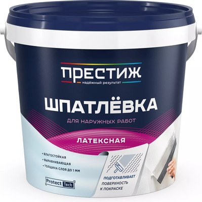 Шпатлевка ПРЕСТИЖ Водно-дисперсионная латексная (1.5кг, белый) - 