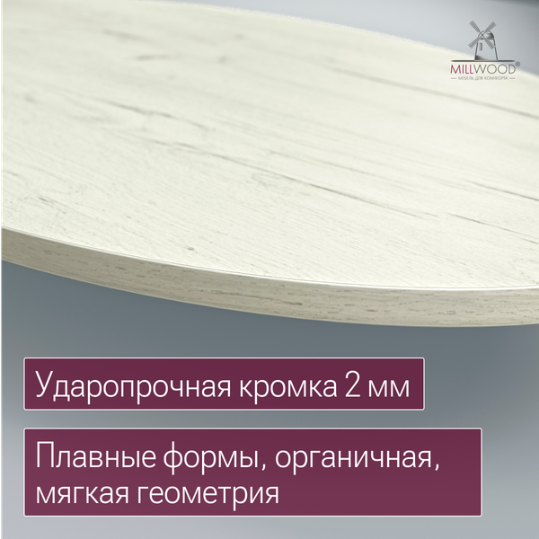 Купить Столешница для стола Millwood овальная 1600х1000х36 / 51783_bk_3 в Бобруйске