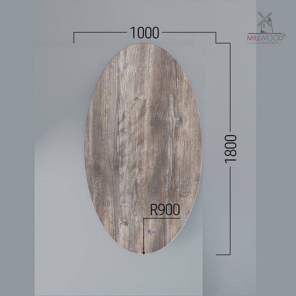 Купить Столешница для стола Millwood овальная 1800х1000х36 / 51778_pas_6  