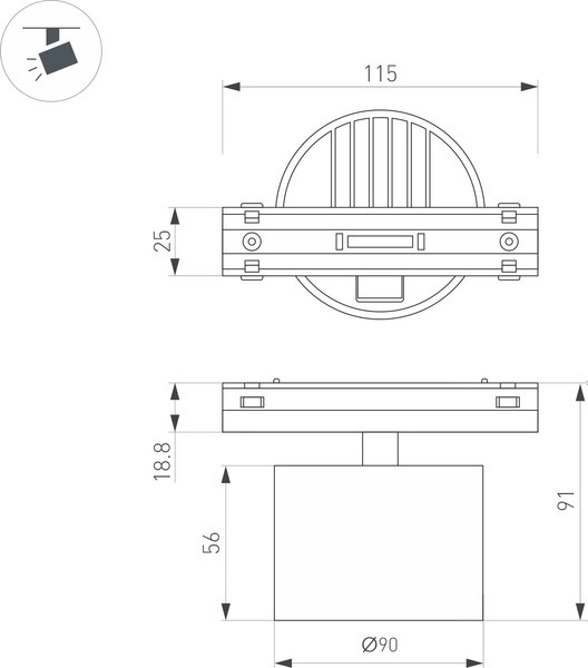 Трековый светильник Arlight MAG-VIBE-RONDO-R90-10W Warm3000 WH 110deg / 044474