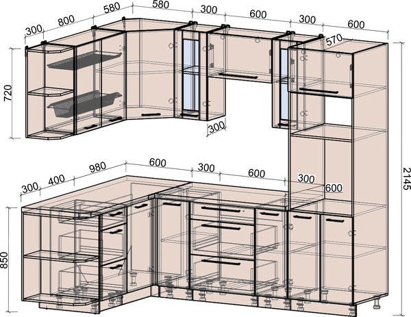 Купить Кухонный гарнитур Интерлиния Мила Деко 1.68x2.4 LV  
