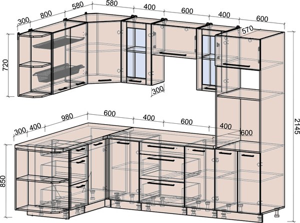 Купить Кухонный гарнитур Интерлиния Мила Деко 1.68x2.6 LV  