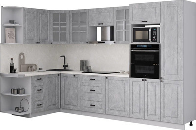 Кухонный гарнитур Интерлиния Мила Деко 1.68x3.2 LV (керамика/керамика/опал светлый) -