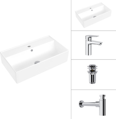 

Умывальник со смесителем, 21855 + Awe 21CK128C + сифон 21635CH + донный клапан 21190CH