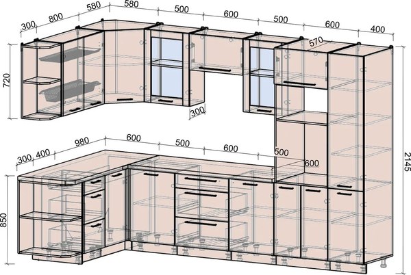 Купить Кухонный гарнитур Интерлиния Мила Деко 1.68x3.2 LV  