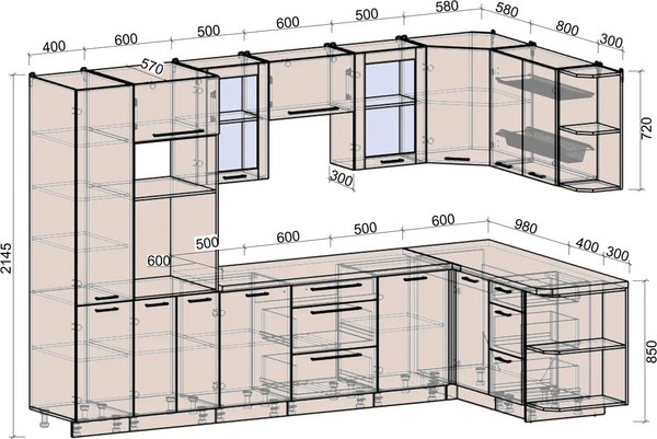 Купить Кухонный гарнитур Интерлиния Мила Деко 1.68x3.2 PR  