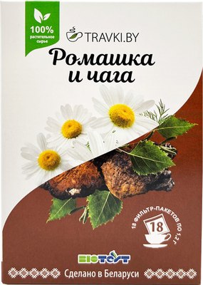 Чай травяной Biotest Травки Бай Ромашка и Чага (18пак) - 