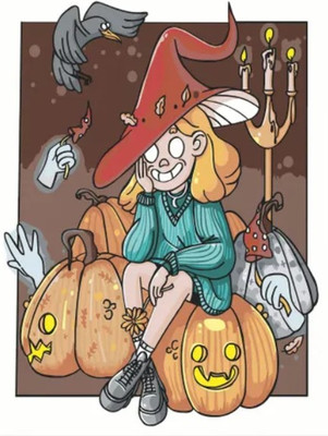 

Картина по номерам, Ведьмочка на Хэллоуине / PL-00038