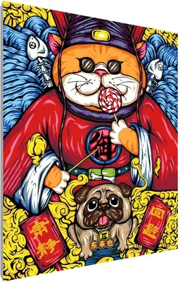 

Картина по номерам, Кот и мопс / PL-00076