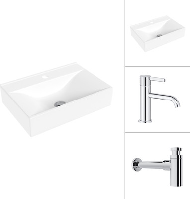 Умывальник со смесителем Lauter 21887B + Velvet 21СК696С с сифоном 21635CH (хром) - 