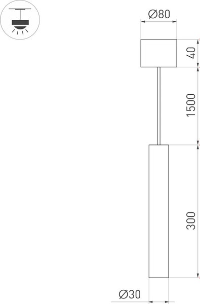 Потолочный светильник Arlight SP-PIPE-HANG-L300-R30-9W Day4000 BK 24deg / 038607
