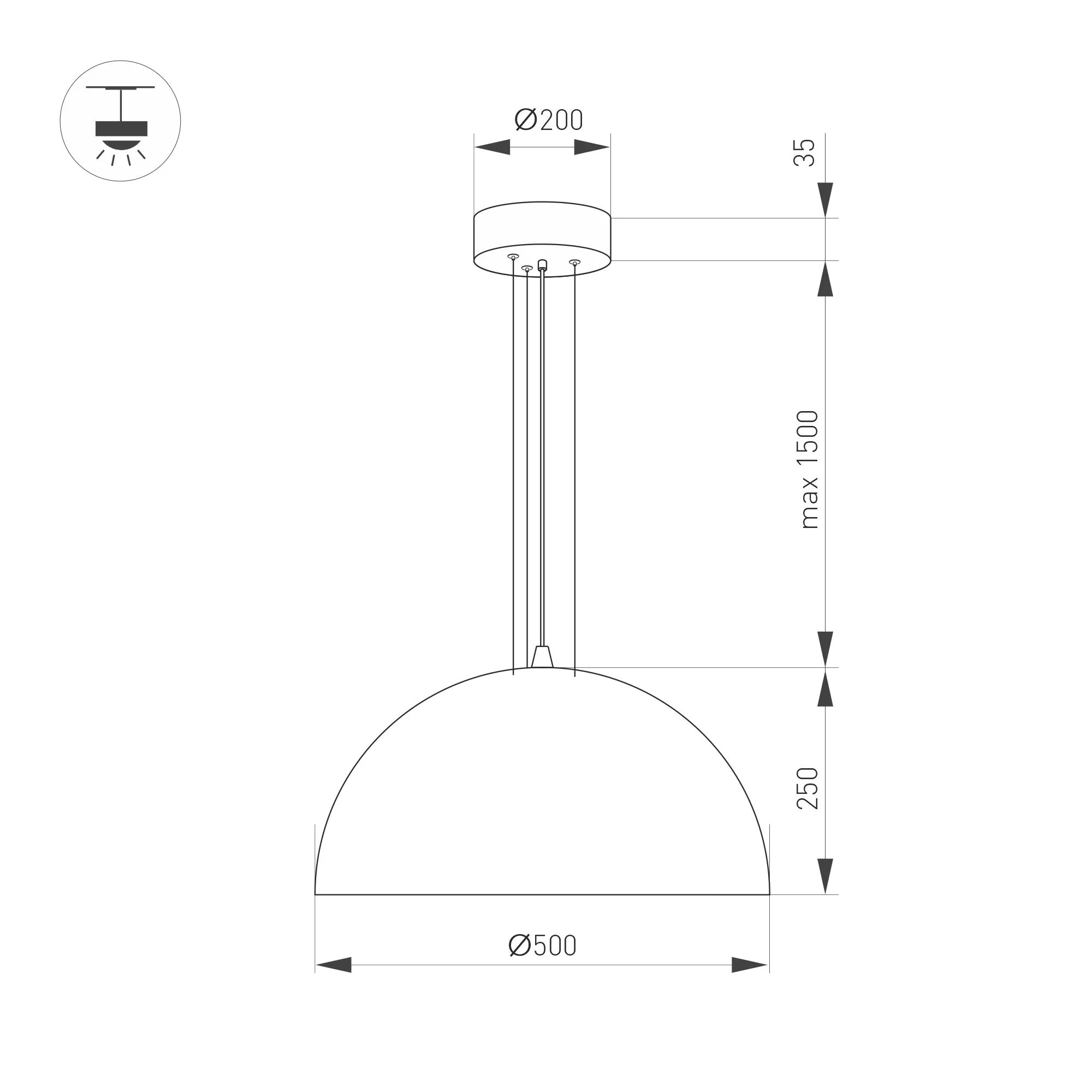 Потолочный светильник Arlight SP-RESTO-HANG-R500-30W Warm3000 BK 100deg / 039699 — фото 6