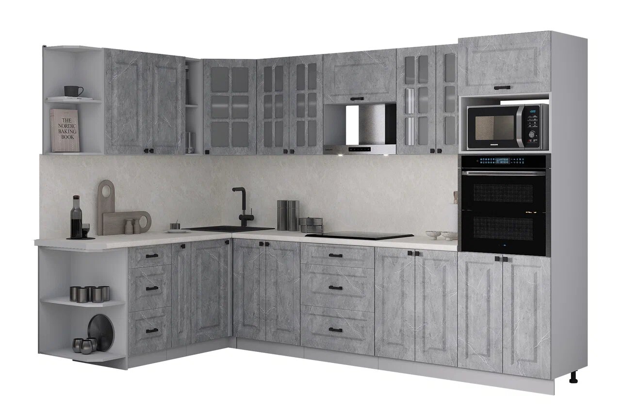 Кухонный гарнитур Interline Мила Деко 1.88x3.0 LV (керамика/керамика/опал светлый)