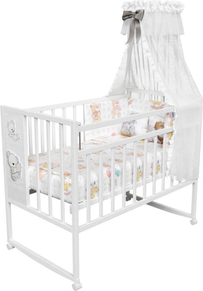 Детская кроватка VDK Mini Loft 3D Teddy колесо-качалка