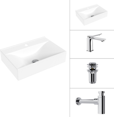 

Умывальник со смесителем, 21887B + Allure 21C618С + сифон 21635CH + донный клапан 21190CH