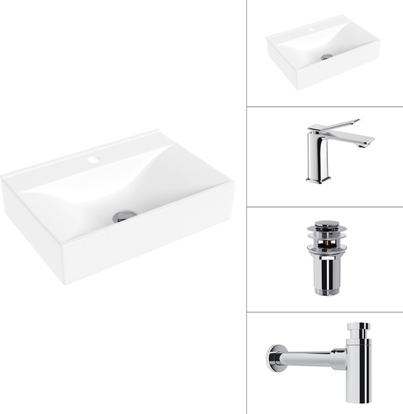 Умывальник со смесителем Lauter 21887B + Allure 21C618С + сифон 21635CH + донный клапан 21190CH