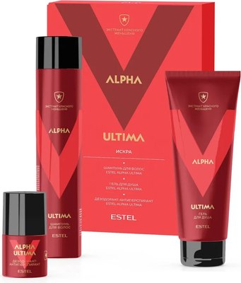 

Набор косметики для тела и волос, Alpha Ultima Шампунь 300мл+Гель 250мл+Дезодорант 50мл