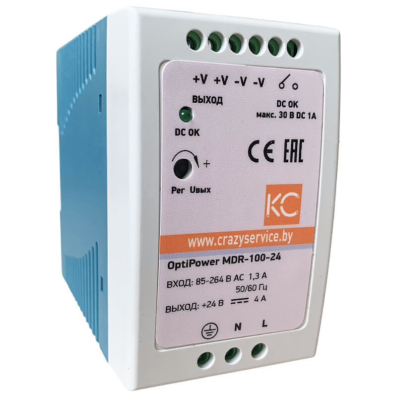 Блок питания на DIN-рейку КС MDR-100W-24V / mdr-100-24