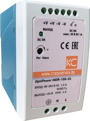 Блок питания на DIN-рейку КС MDR-100W-24V / mdr-100-24 - 