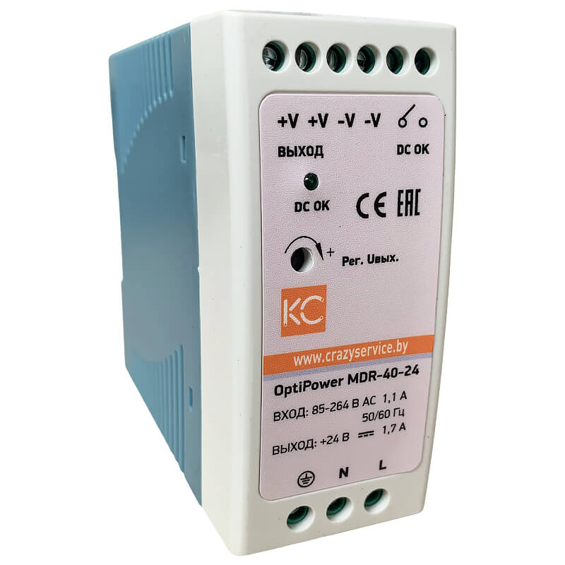 Блок питания на DIN-рейку КС MDR-40W-12V / mdr-40-12