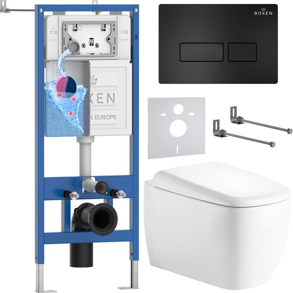 Унитаз подвесной с инсталляцией Roxen StounFix Dual Fresh 968501