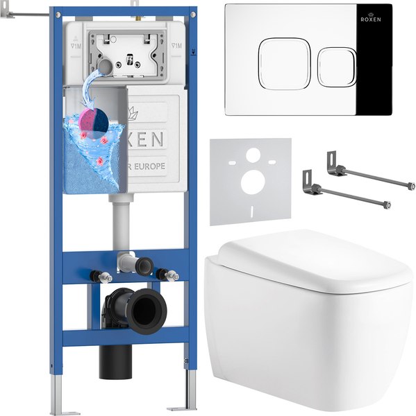 Унитаз подвесной с инсталляцией Roxen StounFix Dual Fresh 968516