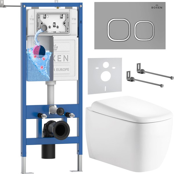 Унитаз подвесной с инсталляцией Roxen StounFix Dual Fresh 968517