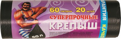 Пакеты для мусора Крепыш 60л в рулоне (20шт) - 