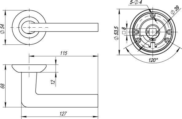 Ручка дверная Punto R.TL54.REX TL 140mm SN/CP-3 (матовый никель/хром)