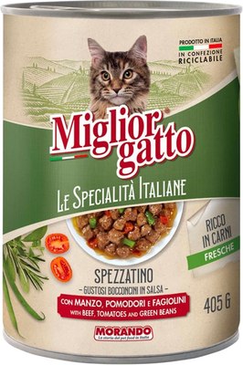

Влажный корм для кошек, Le Specialita Italiane Кусочки в соусе говяд., помидор и фасоль
