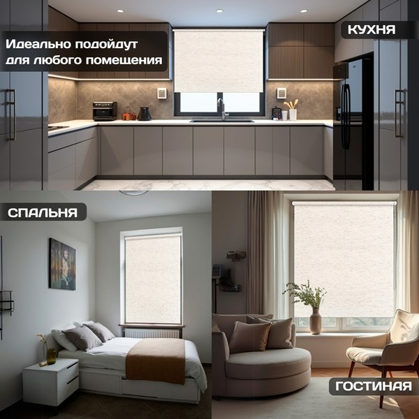 Рулонная штора Sundays Home Твид 78х160 с 2-мя направляющими LM-15 150см (лен)